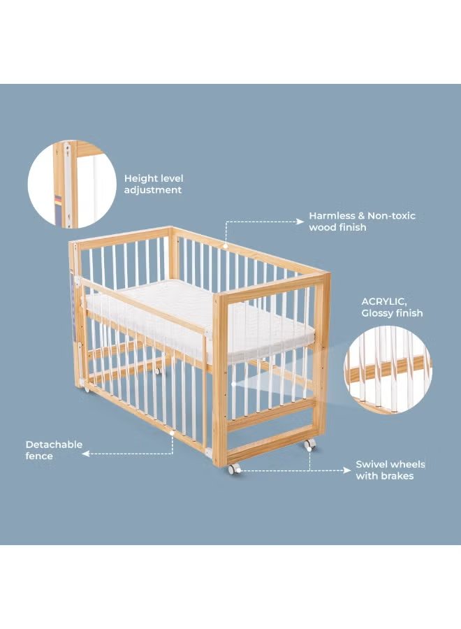 Teknum Prism 4-in-1 Acrylic Convertible Crib with Mattress - Natural Brown 3