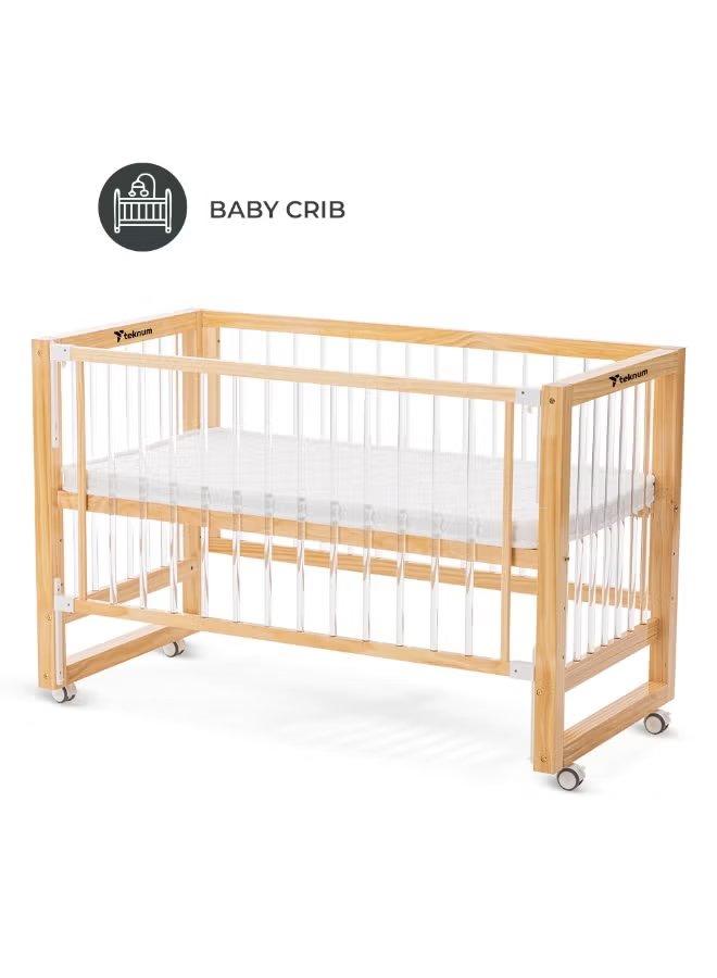Teknum Prism 4-in-1 Acrylic Convertible Crib with Mattress - Natural Brown 5