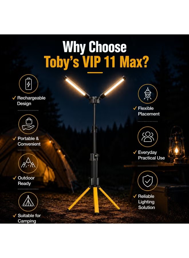 Toby's VIP 11 Max Rechargeable Camping Light with Adjustable Tripod Stand 7