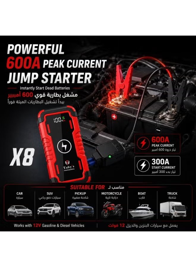 Toby's X8 Portable Car Jump Starter & 8000mAh Wireless Power Bank 3