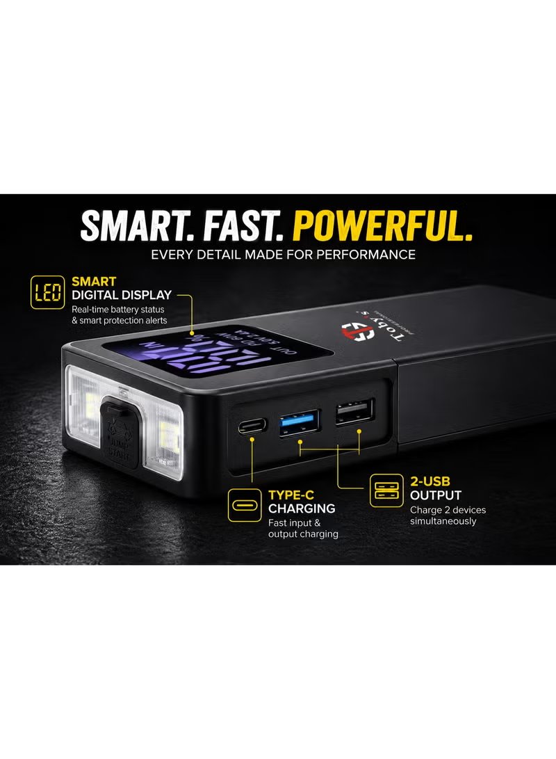 Toby's X20 T66 PRO Portable Car Jump Starter & Air Compressor Power Bank (16000mAh, 1000A) 6