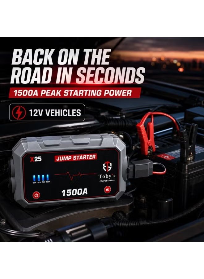 Toby's X25 1500A Peak Portable Car Jump Starter & 12000mAh Power Bank 7