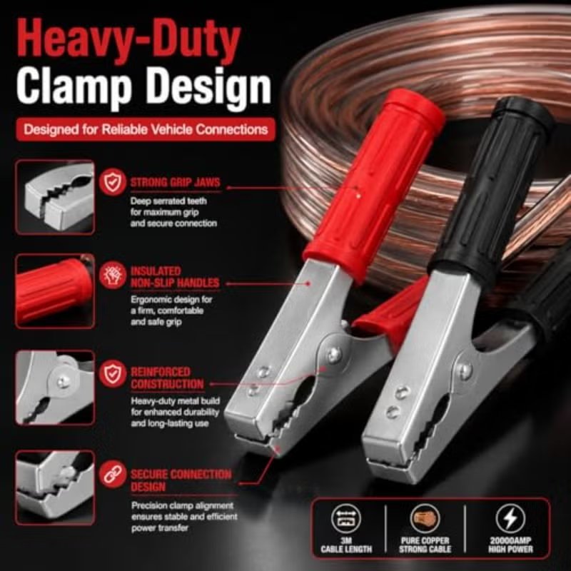Tobys BC-2000 Heavy Duty Car Booster Jumper Cable 20000A (3 Meters) 2