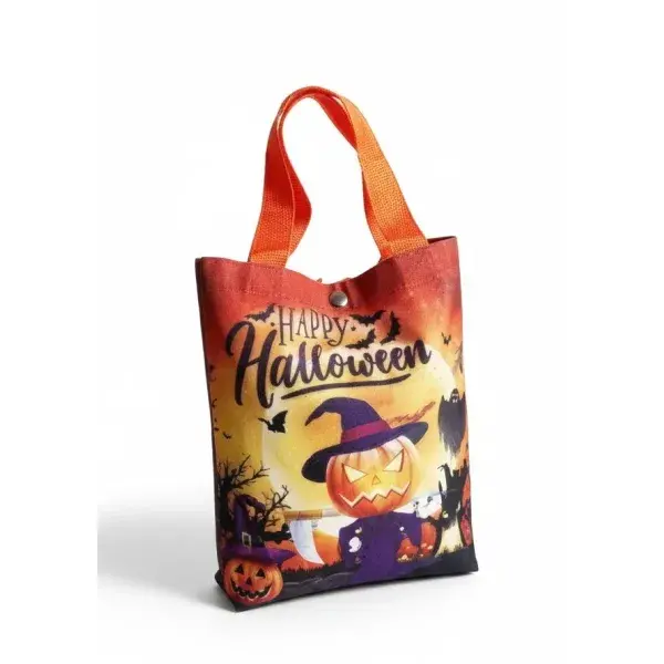 Happy Halloween Printed Handbag with Handles