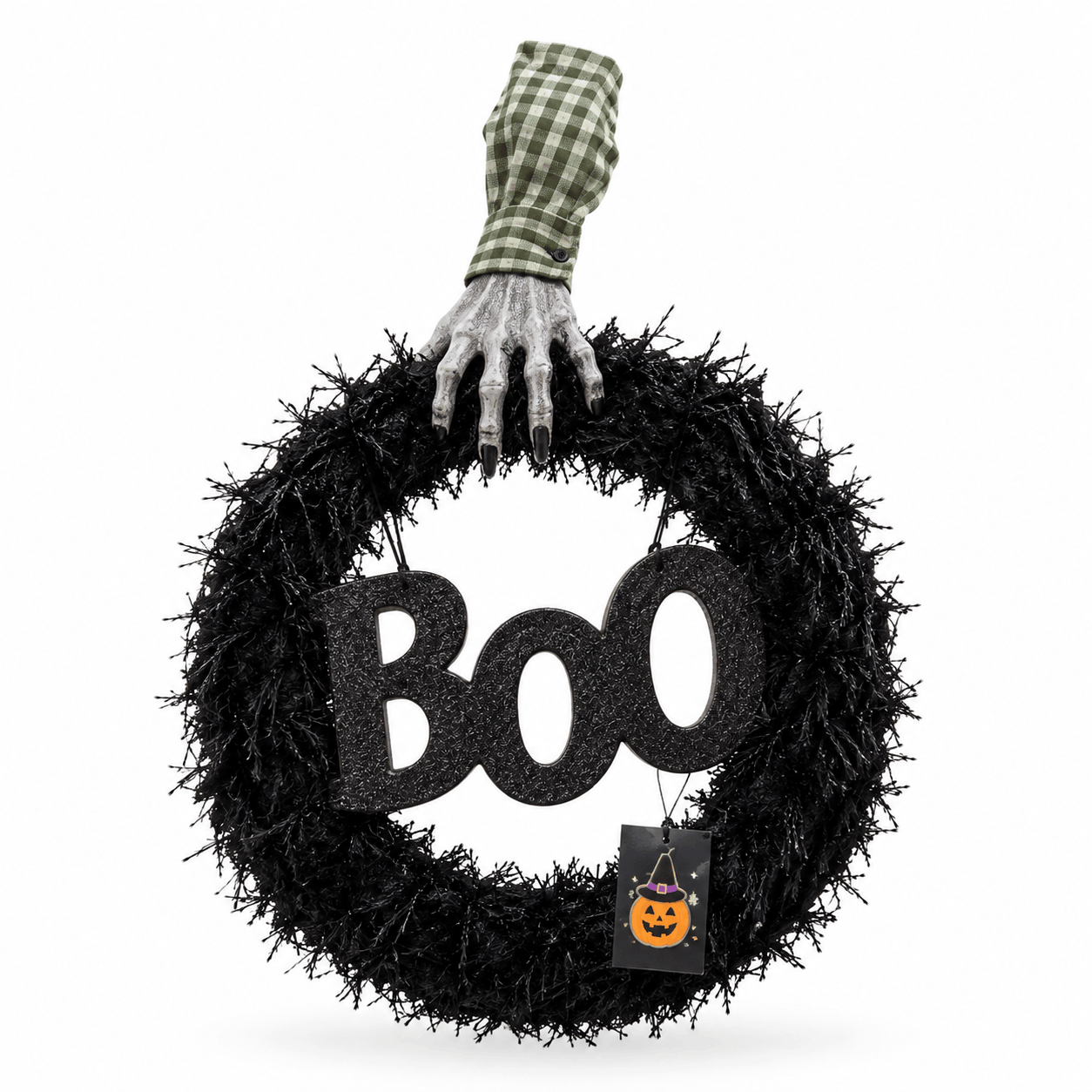 Spooky Halloween Boo Wreath with Creepy Hand Decor