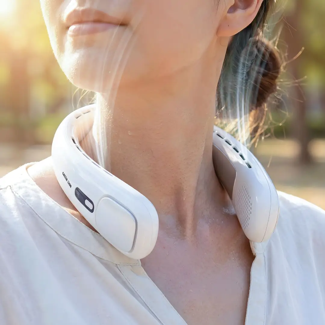 Green Lion Neck Flex Portable Neck Fan - White 2