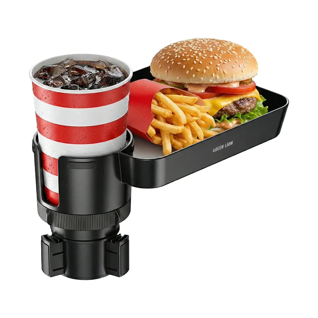 Green Lion Multi-Function Car Cup Holder Tray - Black 2