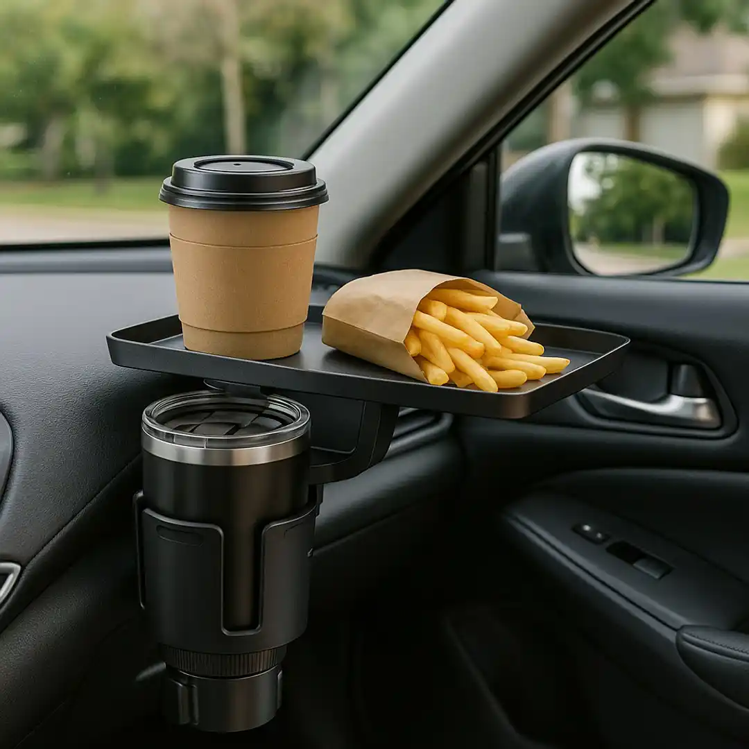 Green Lion Tray Mate 2-in-1 Car Cup Holder & Tray - Black 2