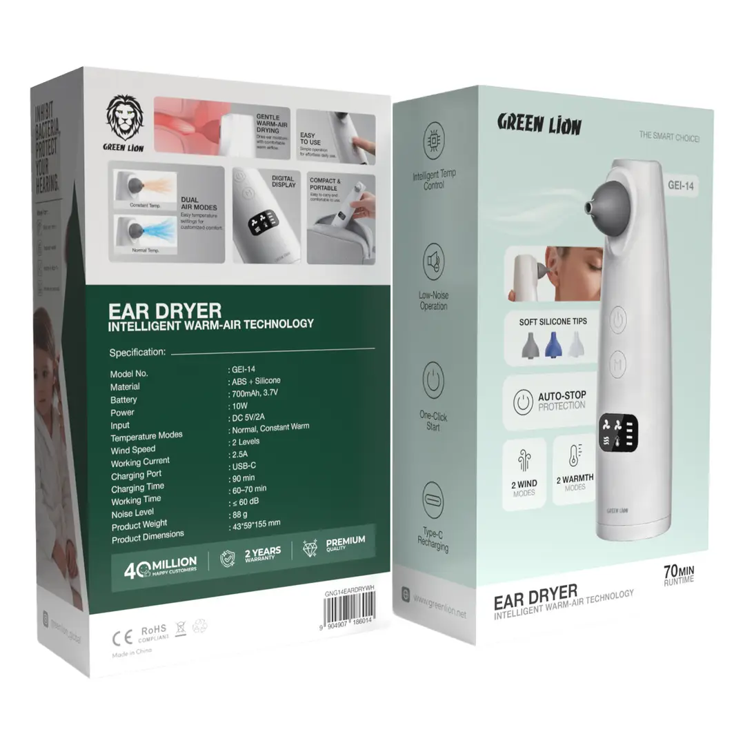 Green Lion Ear Dryer with Intelligent Warm-Air Technology - White 5