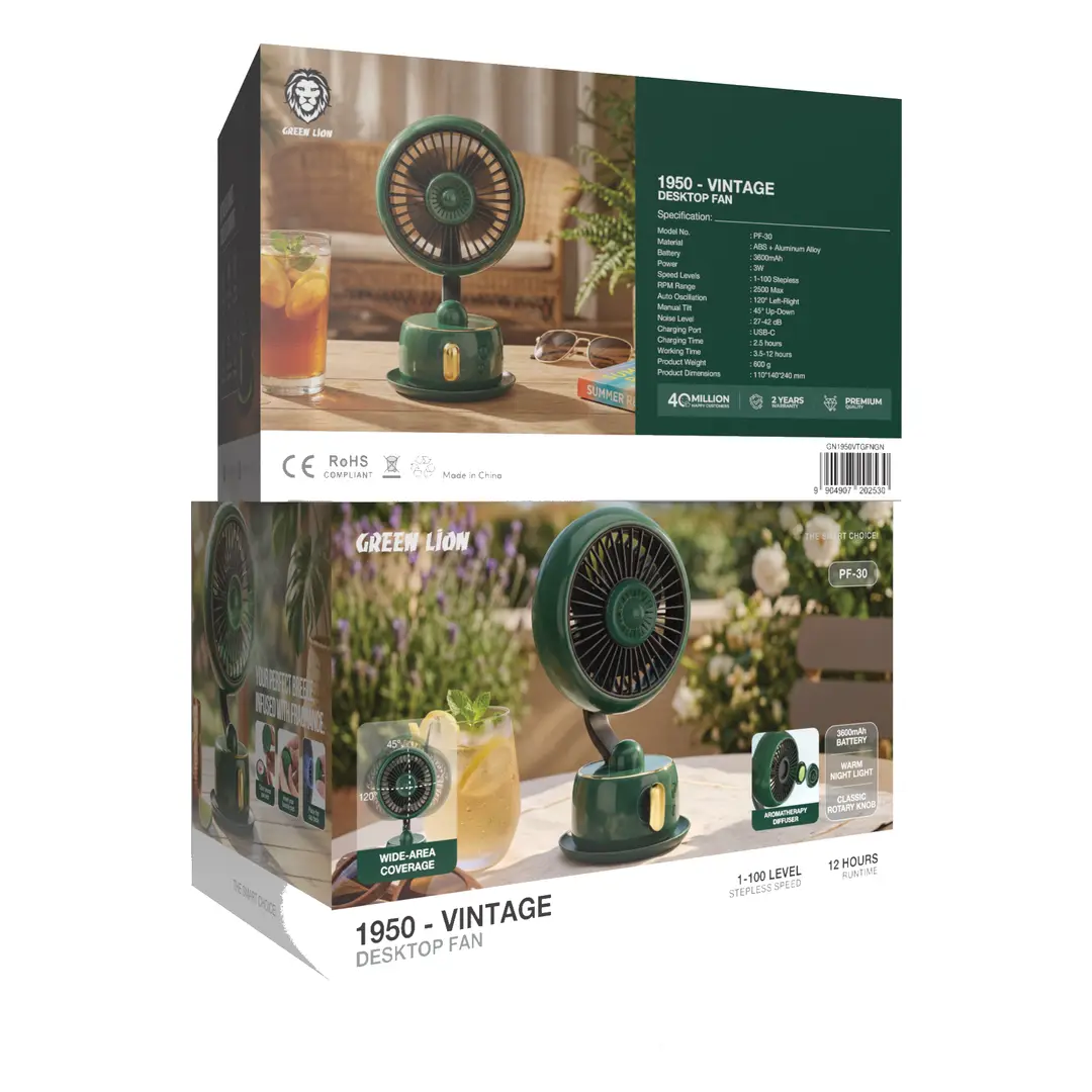 Green Lion 1950 Vintage Desktop Fan - Green 3