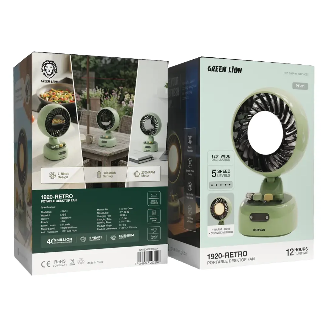 Green Lion 1920 Retro Portable Desktop Fan - Green 3