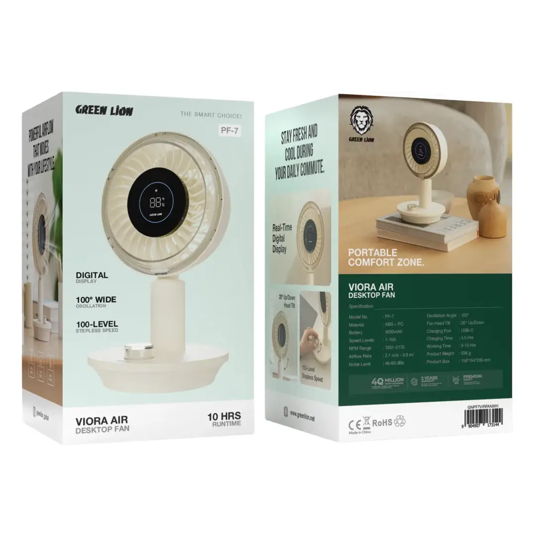 Green Lion Viora Air Desktop Fan - White 3