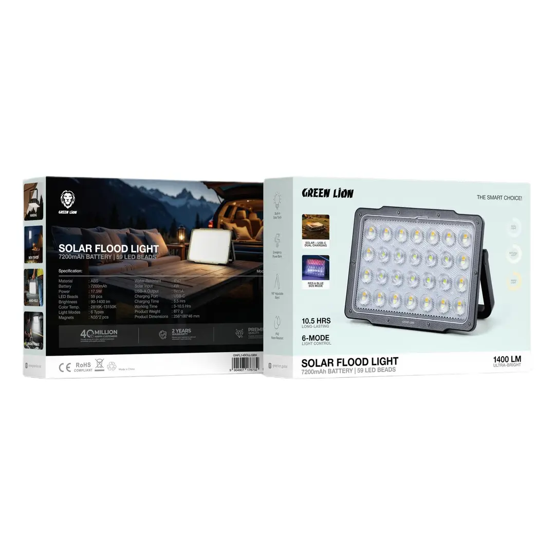 Green Lion Solar Flood Light 7200mAh - Black 3
