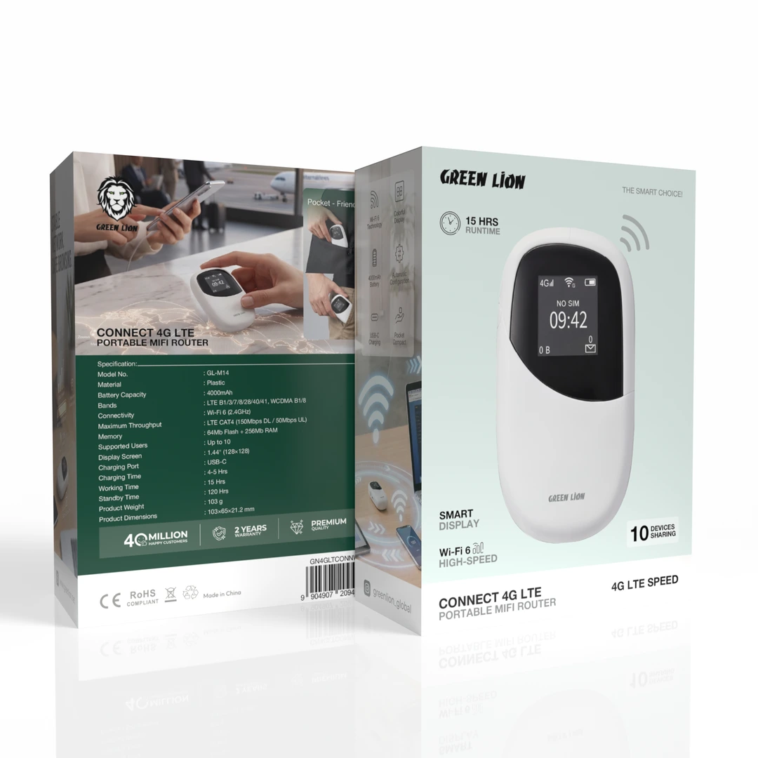 Green Lion Connect 4G LTE Portable MiFi Router - White 3