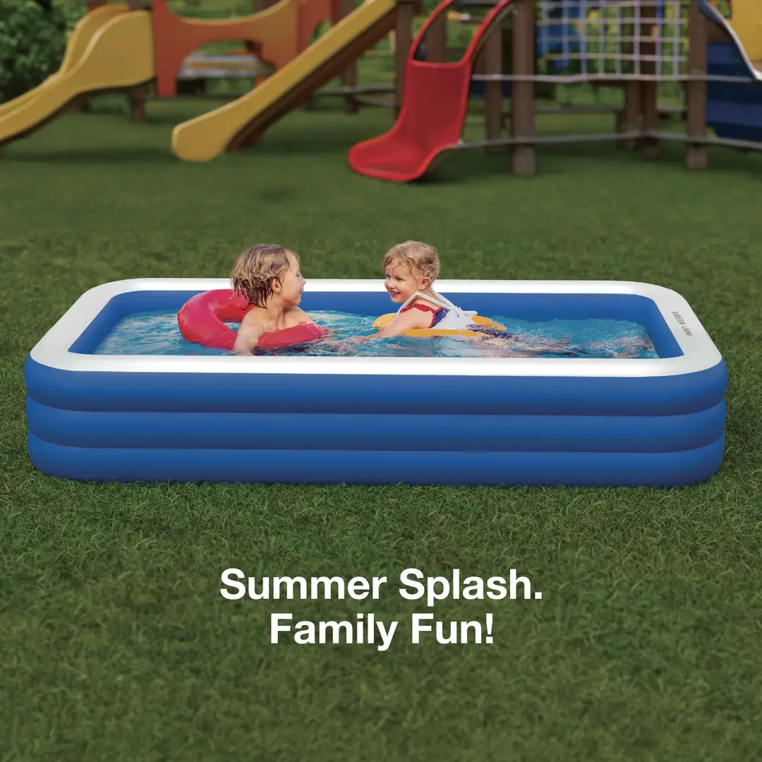 Green Lion 3-Ring Inflatable Swimming Pool 665L - Blue 2