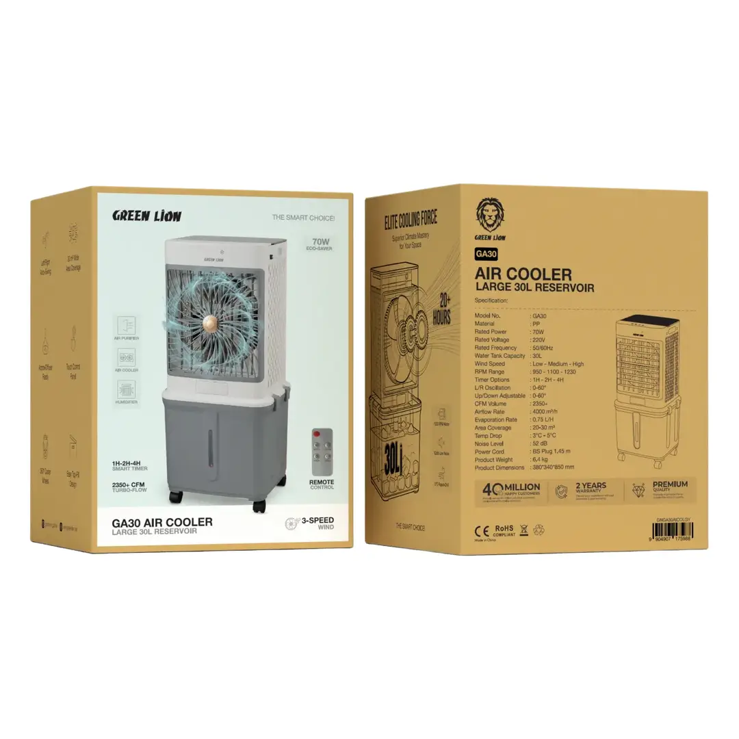 Green Lion GA30 Air Cooler with 30L Water Tank - Grey 3