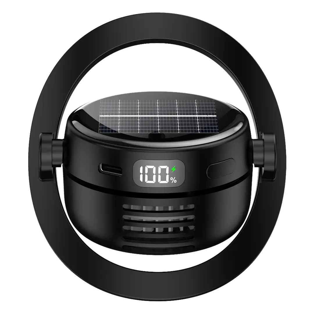 Green Lion Solar Cooler Cap with Rechargeable Bladeless Fan - Black 3