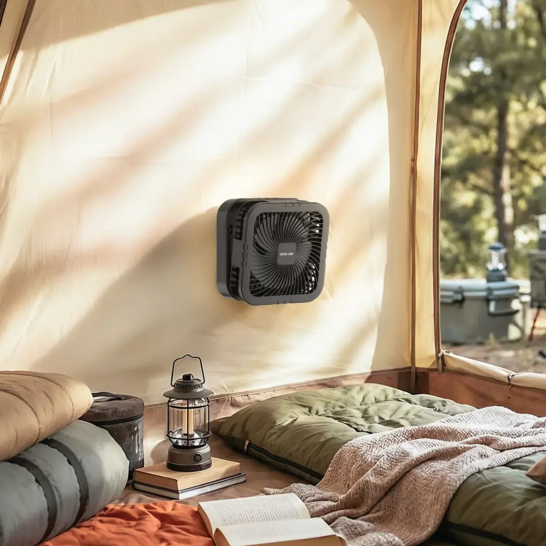 Green Lion Solar Trio Fan With Light & Power Bank - Black 2