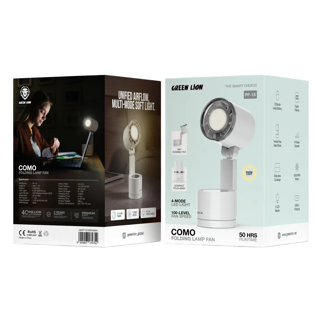 Green Lion Como Folding Lamp Fan - White 6