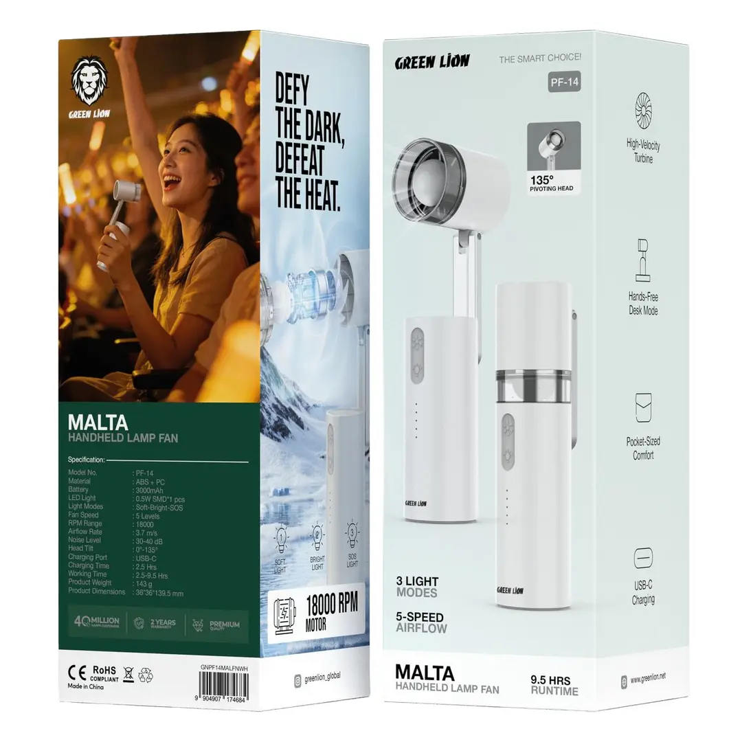 Green Lion Malta Handheld Lamp Fan - White 5
