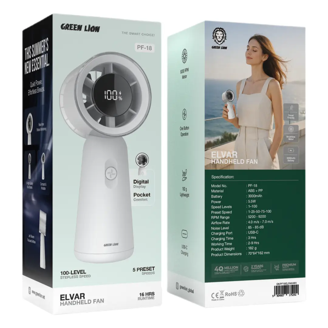 Green Lion Elvar Handheld Fan - White 5
