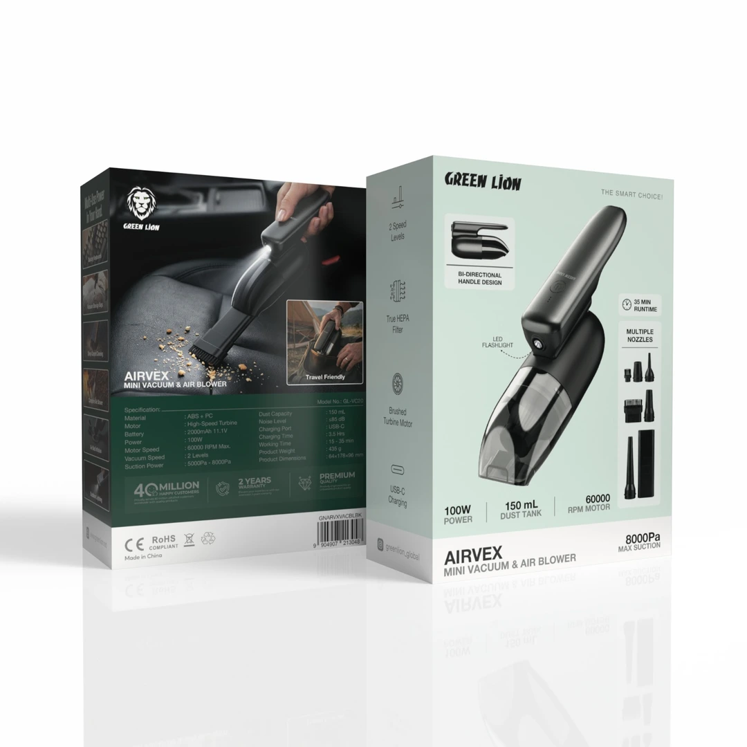 Green Lion Airvex Mini Vacuum & Air Blower - Black 6