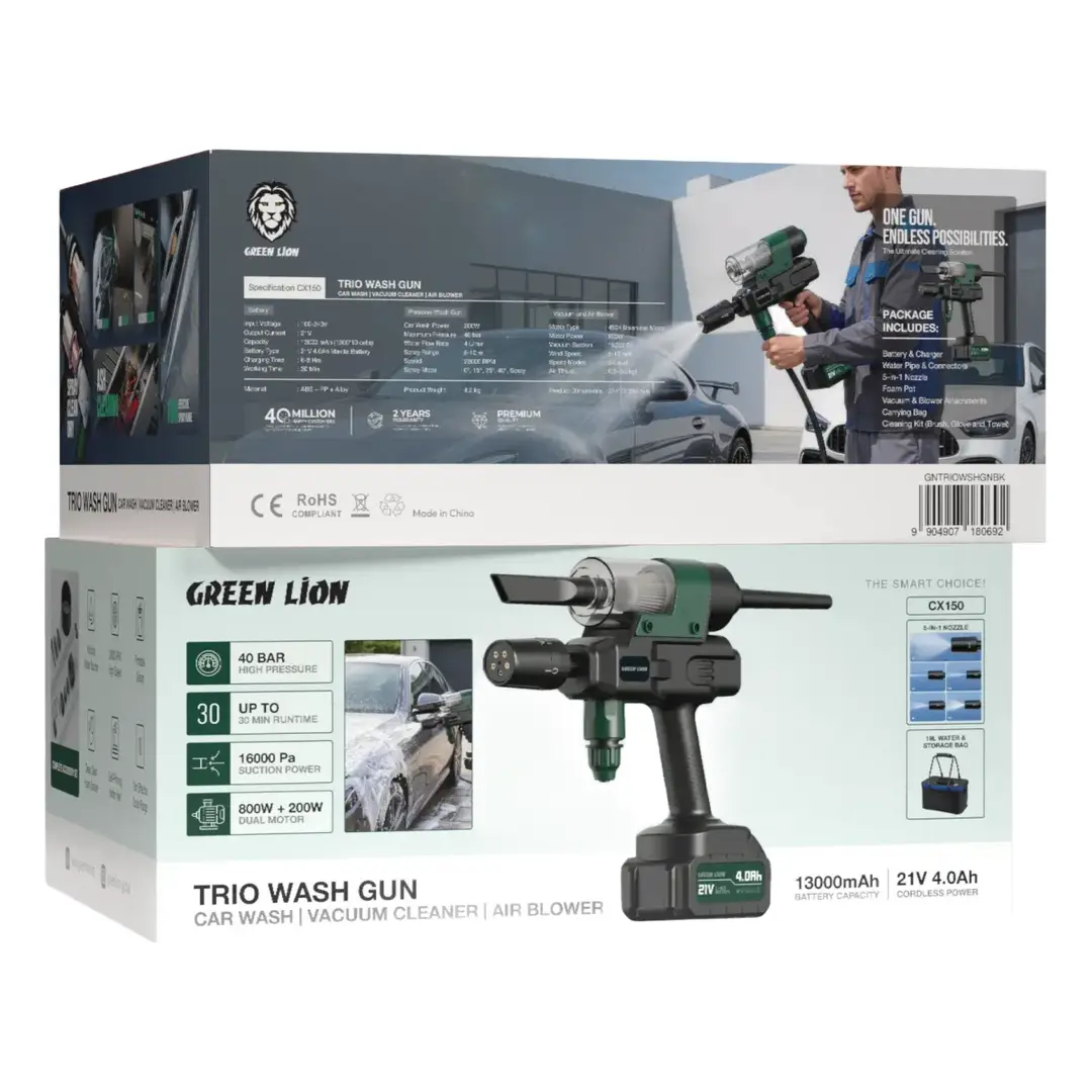 Green Lion Trio Wash Gun Car Wash, Vacuum Cleaner & Air Blower - Black 4