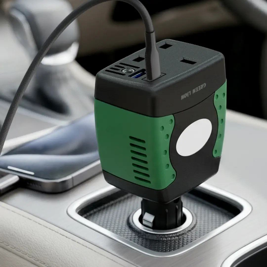 Green Lion Car Power Hub 150W Car Inverter - Black 2