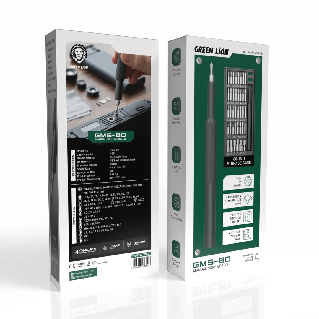 Green Lion GMS-80 Precision Manual Screwdriver Set 80-in-1 - Grey 5