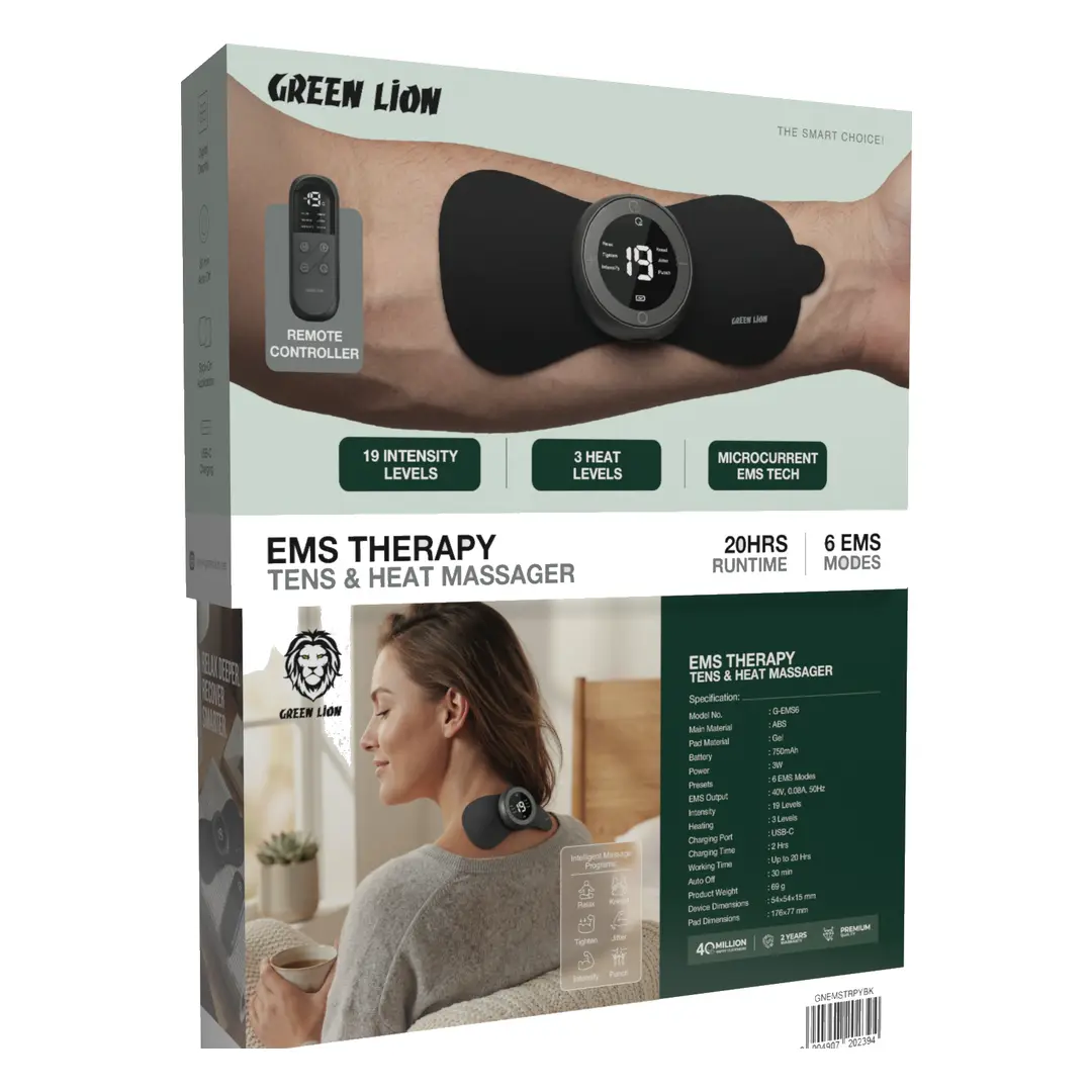 Green Lion EMS Therapy Tens & Heat Massager - Black 4