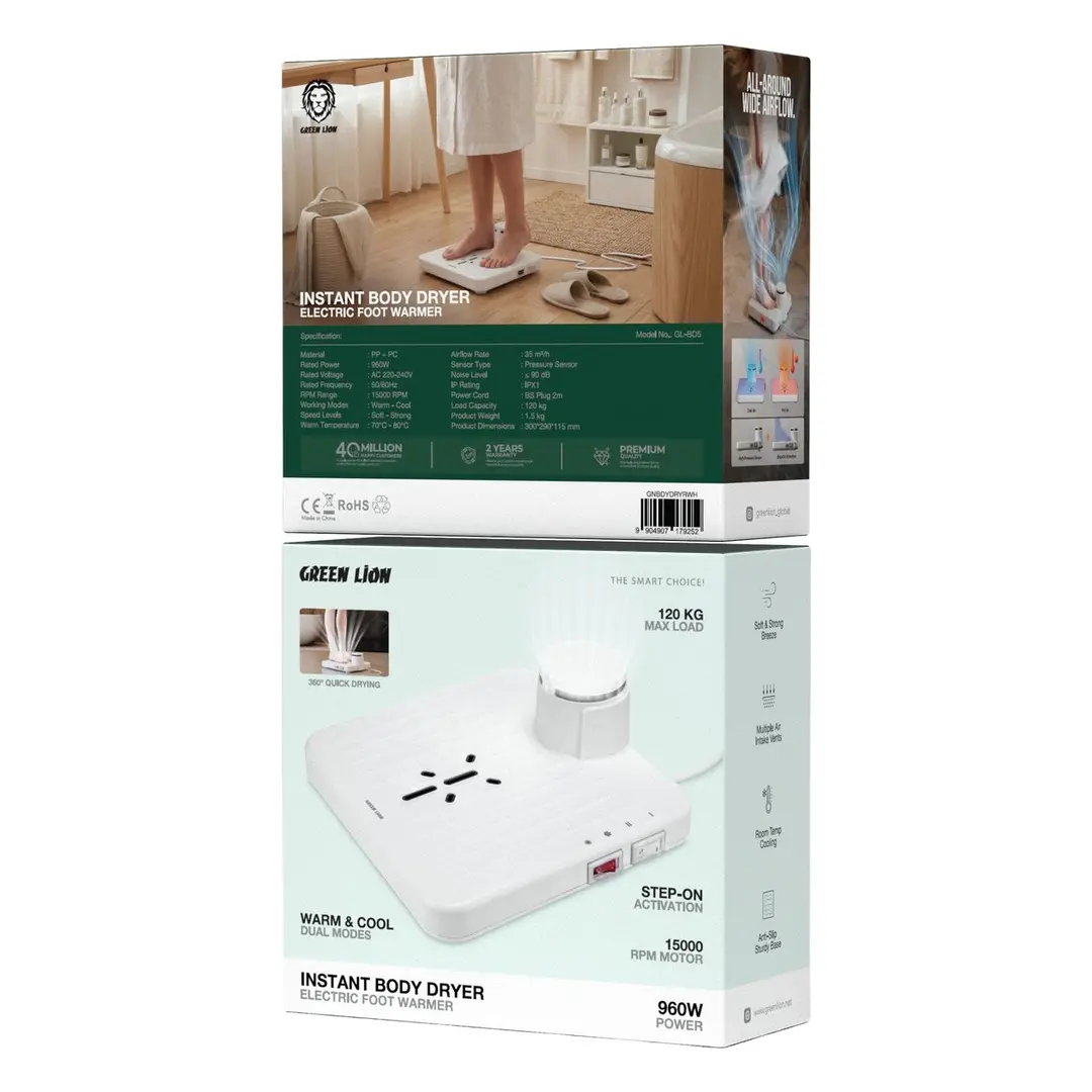 Green Lion Instant Body Dryer & Electric Foot Warmer - White 3