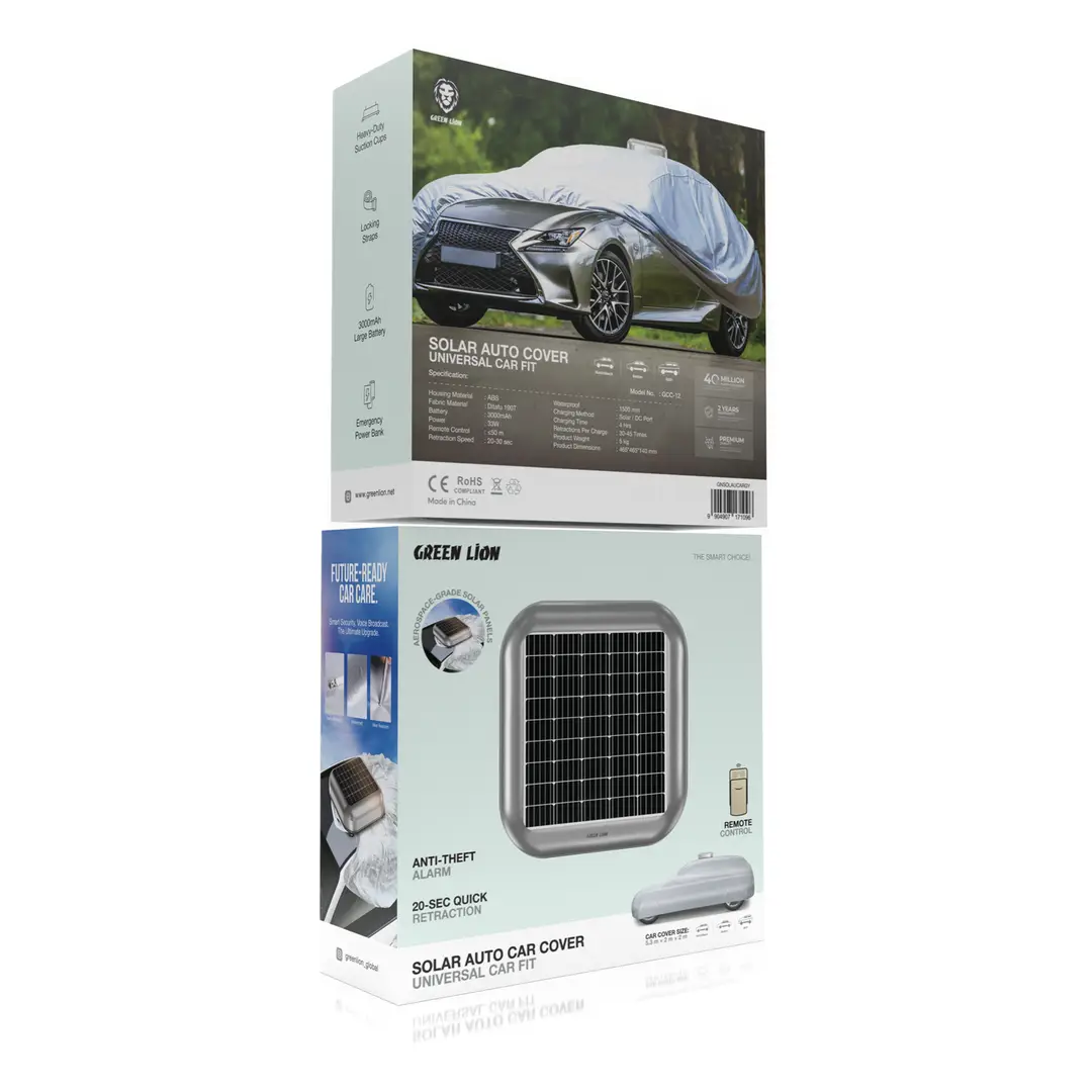 Green Lion Solar Auto Car Cover - Grey 3