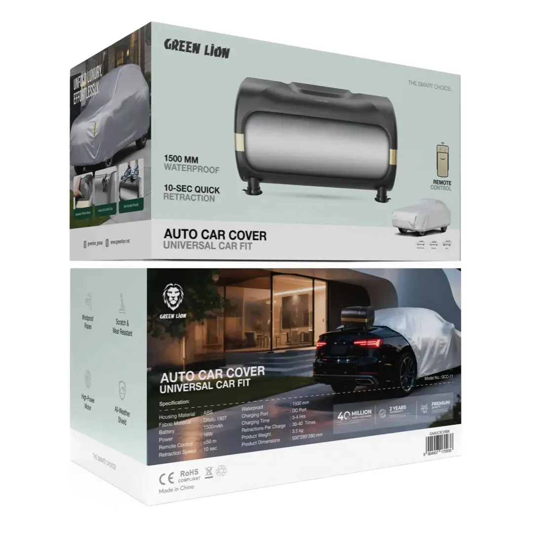 Green Lion Universal Automatic Car Cover - Black 3