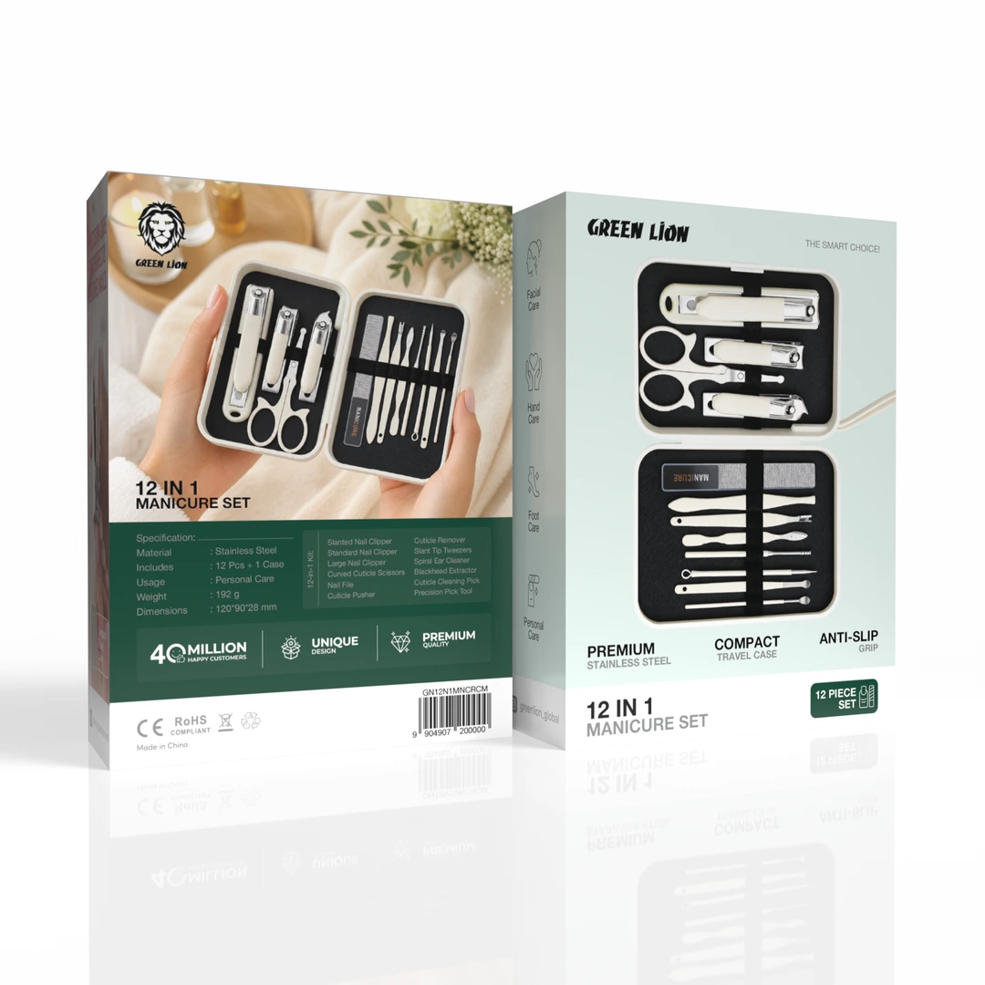 Green Lion 12 in 1 Manicure Set - Cream 4