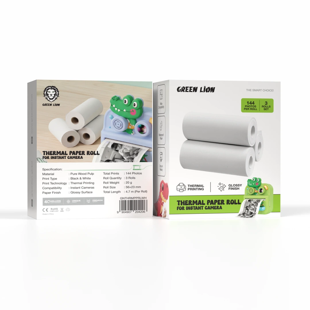 Green Lion Thermal Paper Roll for Instant Camera (3 Pack) - White 3