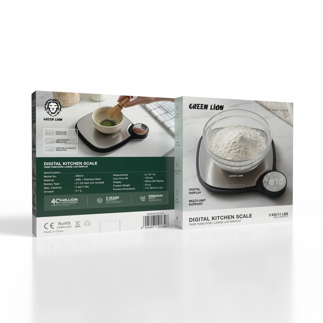 Green Lion Digital Kitchen Scale with Tare Function 5kg/0.1g - Silver 6