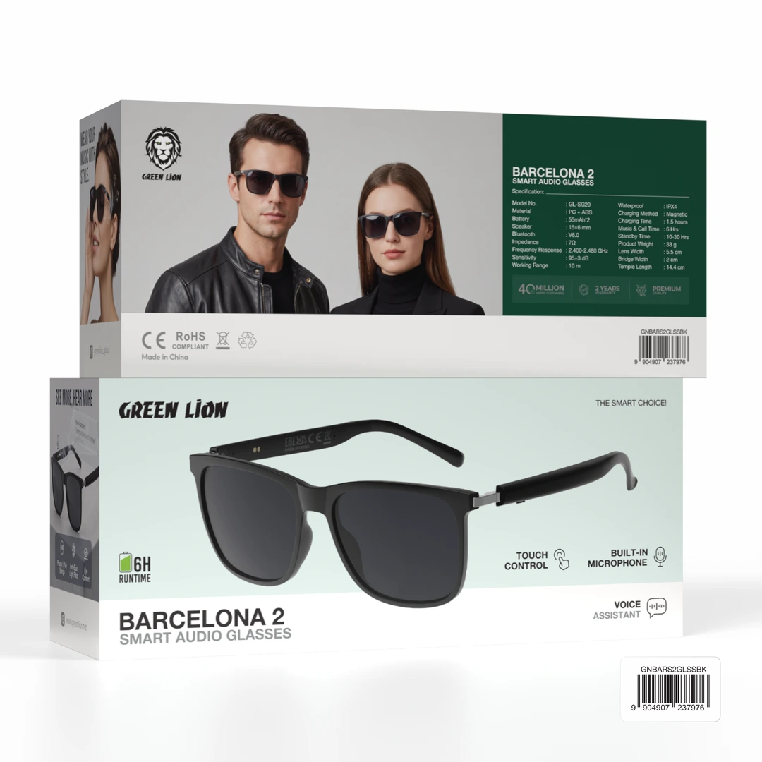 Green Lion Barcelona 2 Smart Audio Glasses - Black 3
