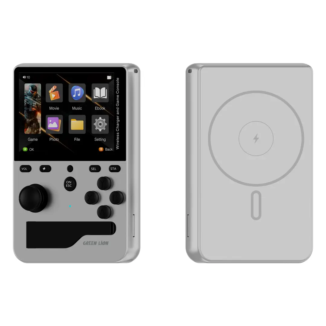 Green Lion Game On Handheld Gaming Console & 5000mAh Power Bank - Silver 3