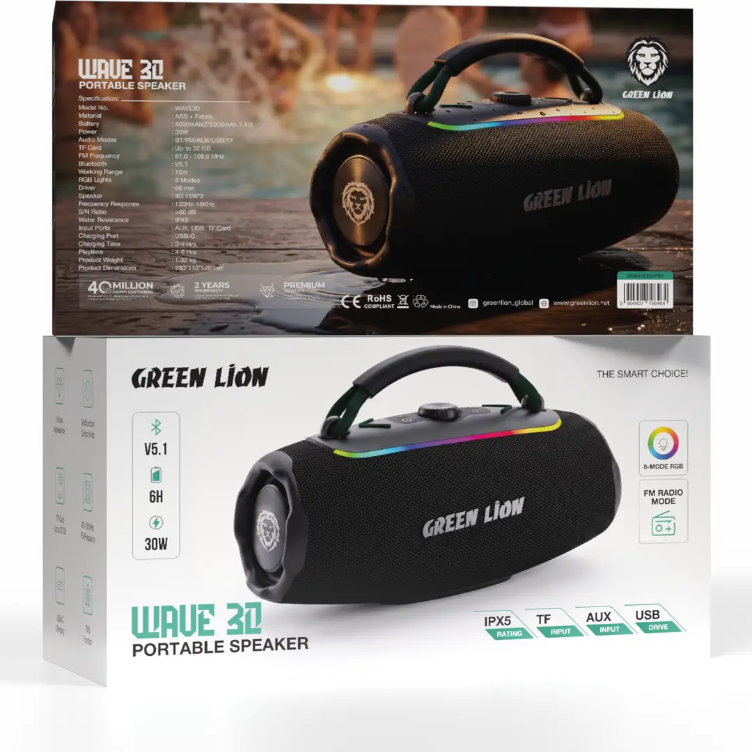 Green Lion Wave 30 Portable Speaker - Black 4