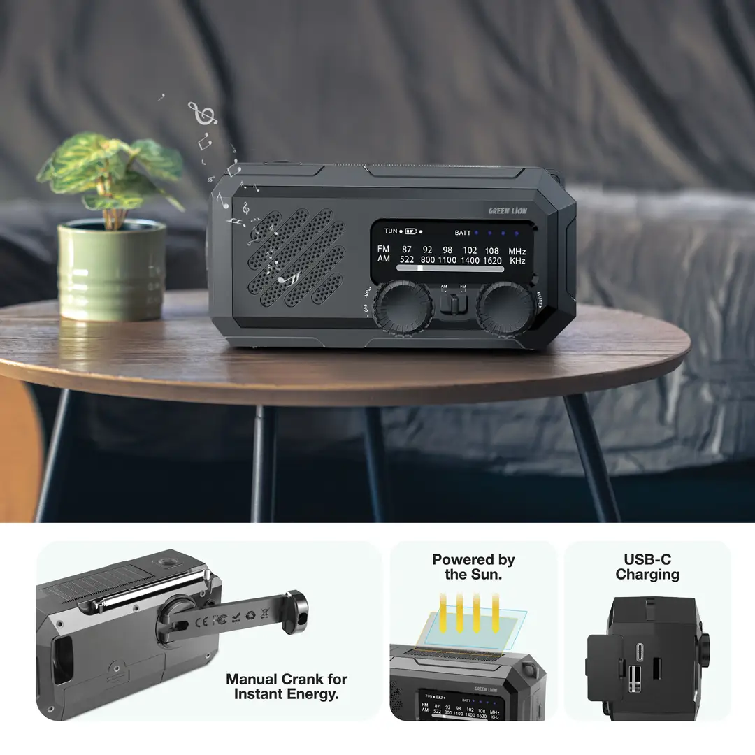 Green Lion G-Radio Lite with Power Bank & Flashlight - Black 2