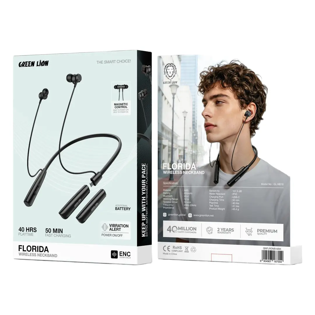 Green Lion Florida Wireless Neckband - Black 3