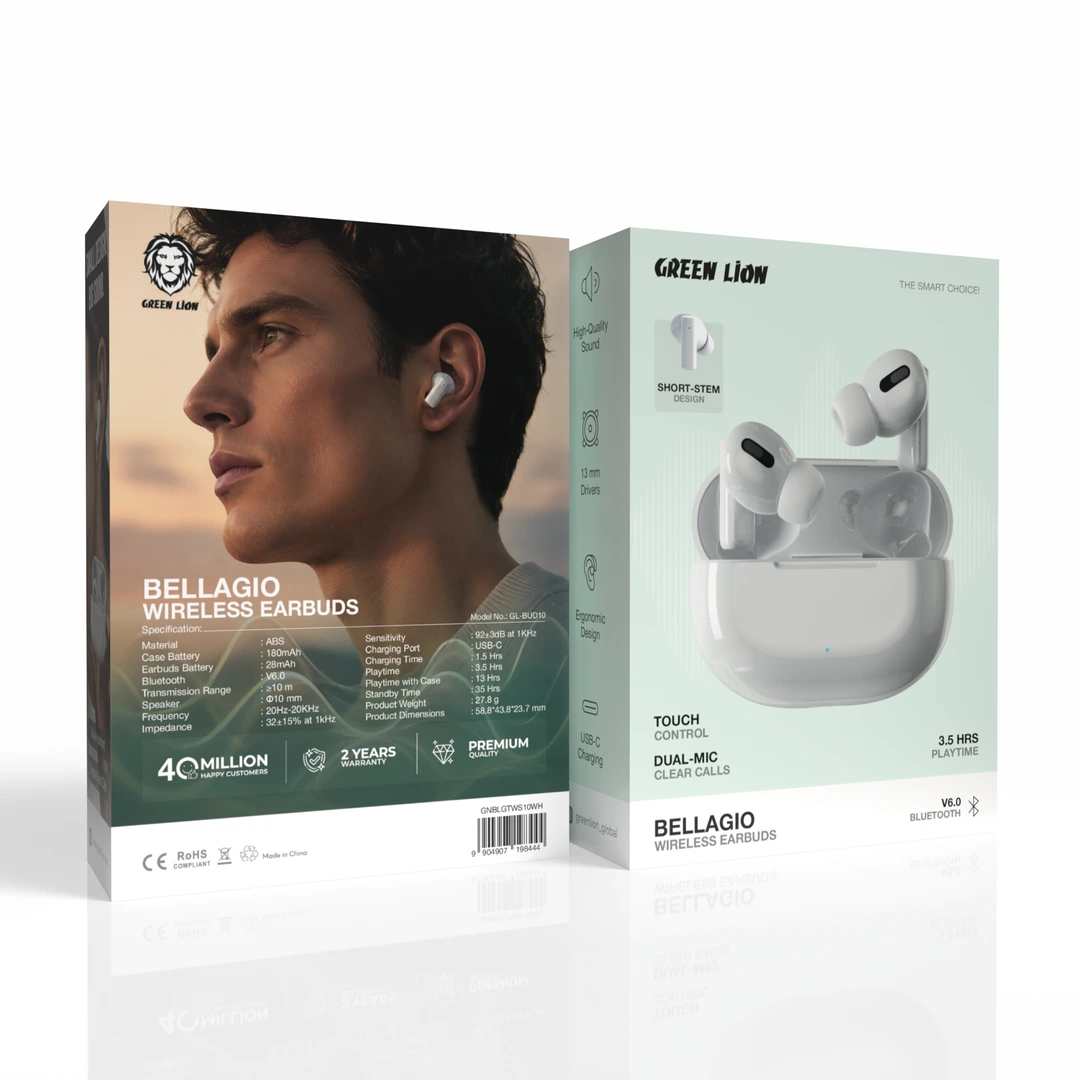 Green Lion Bellagio True Wireless Earbuds - White 4