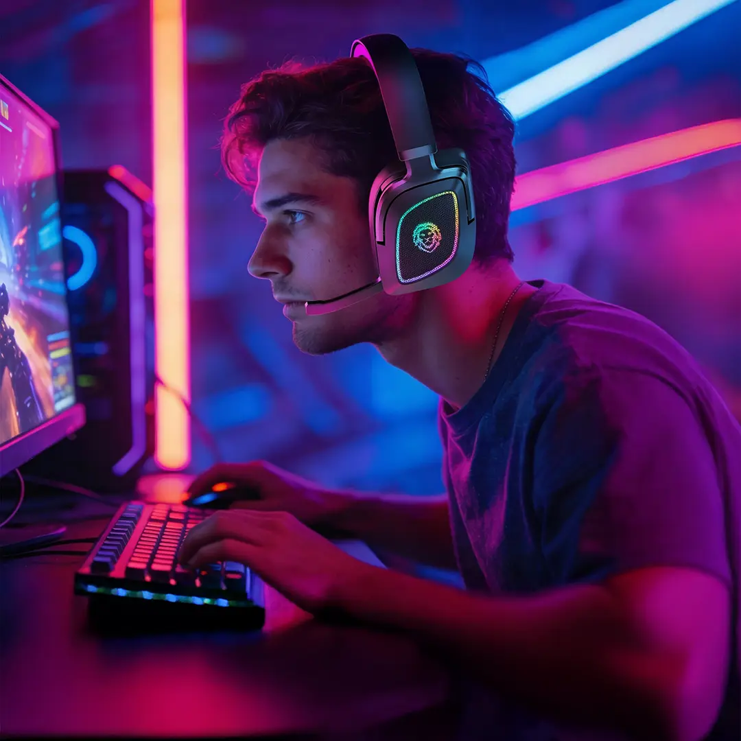 Green Lion Battle Wireless Gaming Headphones - Black 2