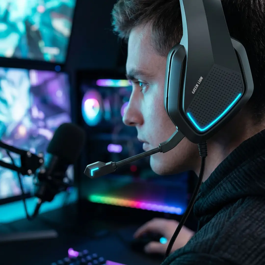 Green Lion Commander Wired Gaming Headphones - Black 5