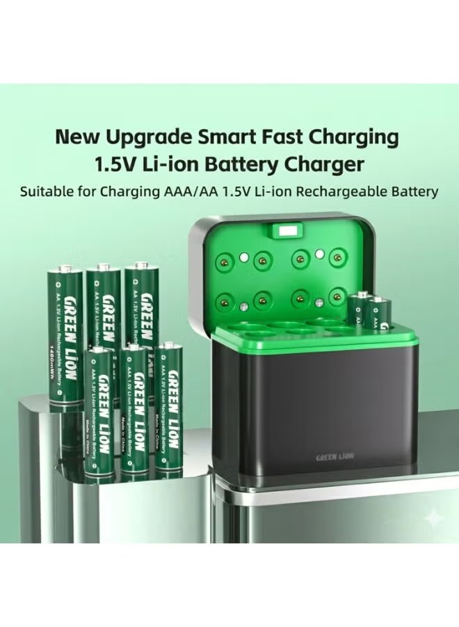 Green Lion Rechargeable Battery Dock with 4x AA & 4x AAA Batteries 2