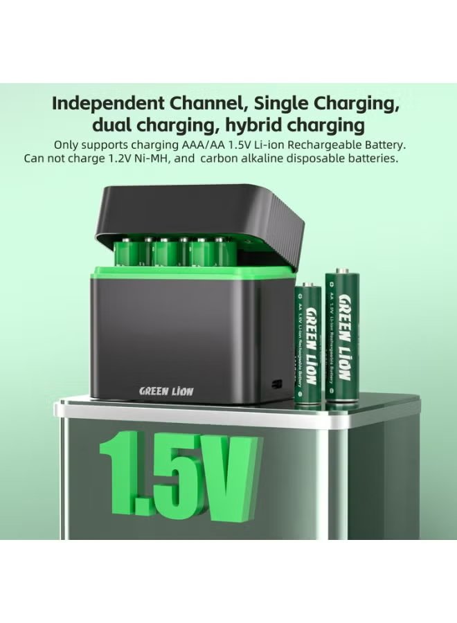 Green Lion Rechargeable Battery Dock with 4x AA & 4x AAA Batteries 4