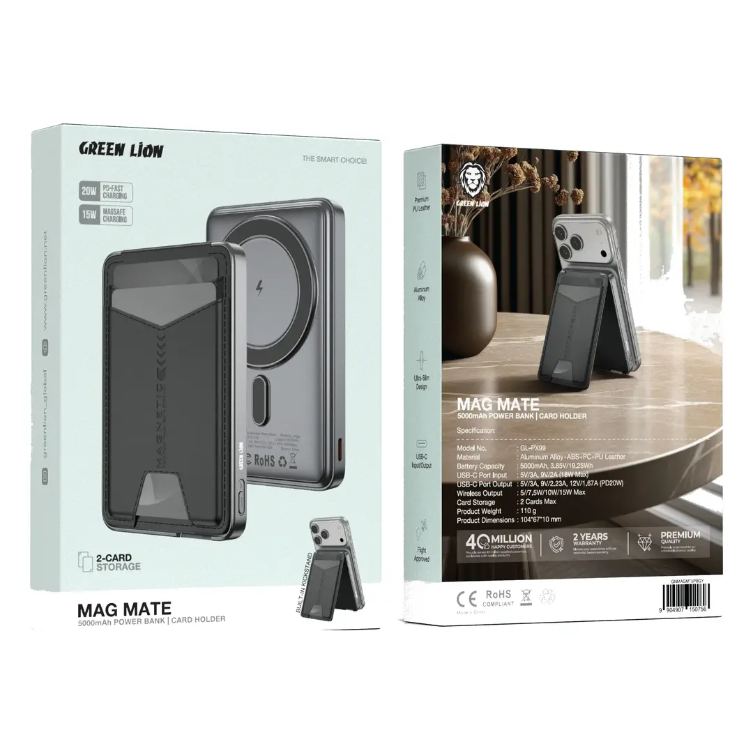 Green Lion Mag Mate 5000mAh Magnetic Power Bank with Card Holder 3