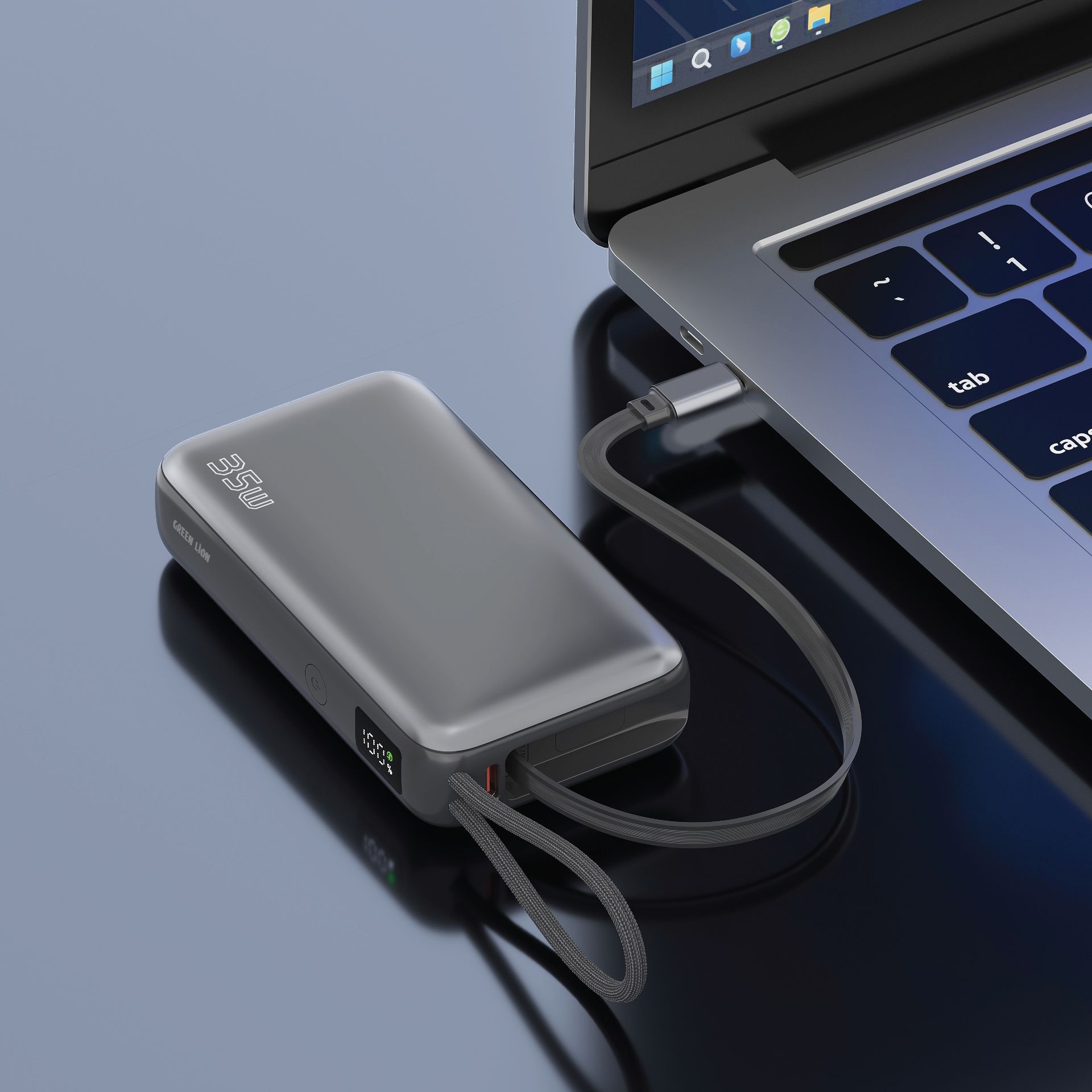 Green Lion Dakar 10000mAh Power Bank PD 35W with Built-in USB-C Cable 2