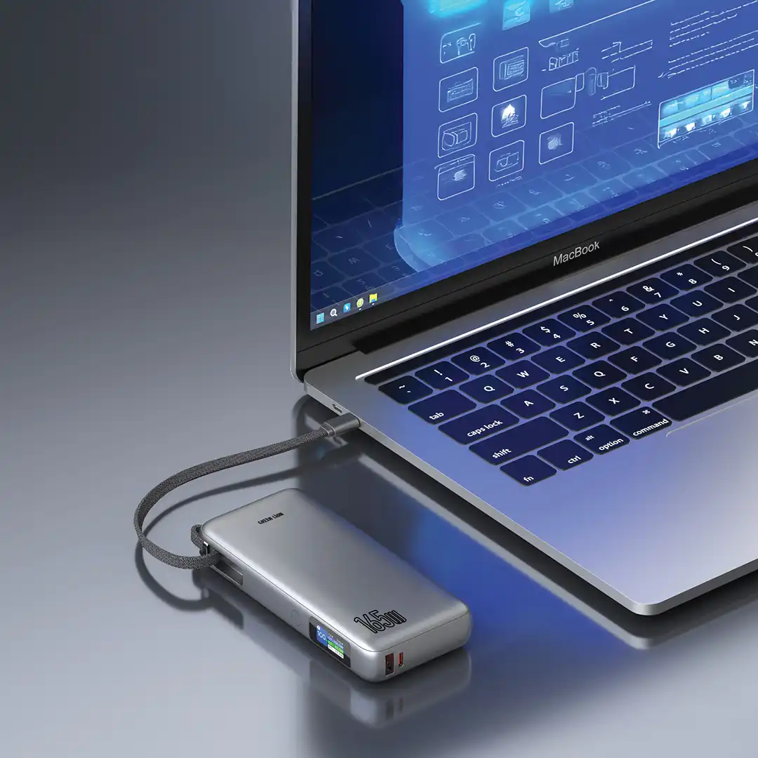 Green Lion Tron X 20000mAh 165W Power Bank with Built-In Cable - Gray 2