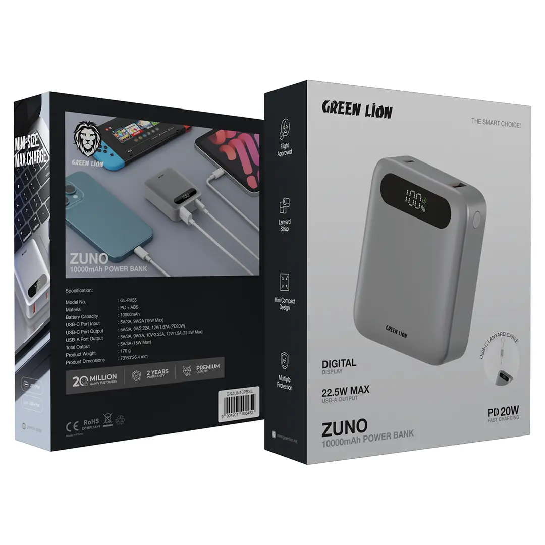 Green Lion Zuno 10000mAh Compact Power Bank with Digital Display 4